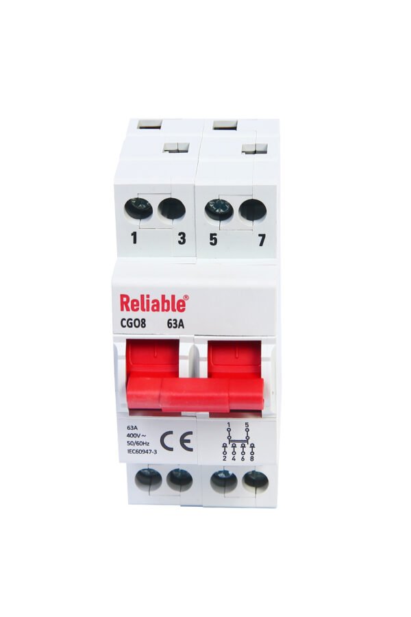 2P 63A Reliable MTS Dual Power Manual Transfer switch, 2P 63A AC Chnage Over Breaker Type, Isolating Switch, By Reliable Electric