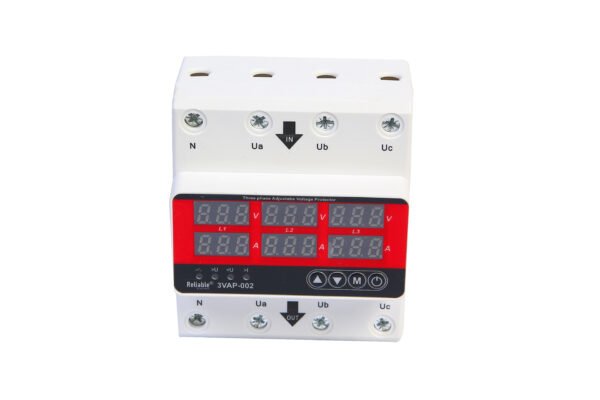 3 Phase 80A, VA Control Device, Reliable Din rail, adjustable Over Under Voltage, current limit protection, Relay, VA Protector 4P By Reliable Electric