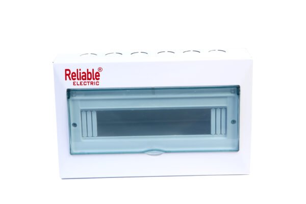 14 Ways Surface Mounted ABS Cover Metal Base Distribution Box, For MCB Breakers, IP30, AC Distribution Box, DC Distribution Box, By Reliable Electric