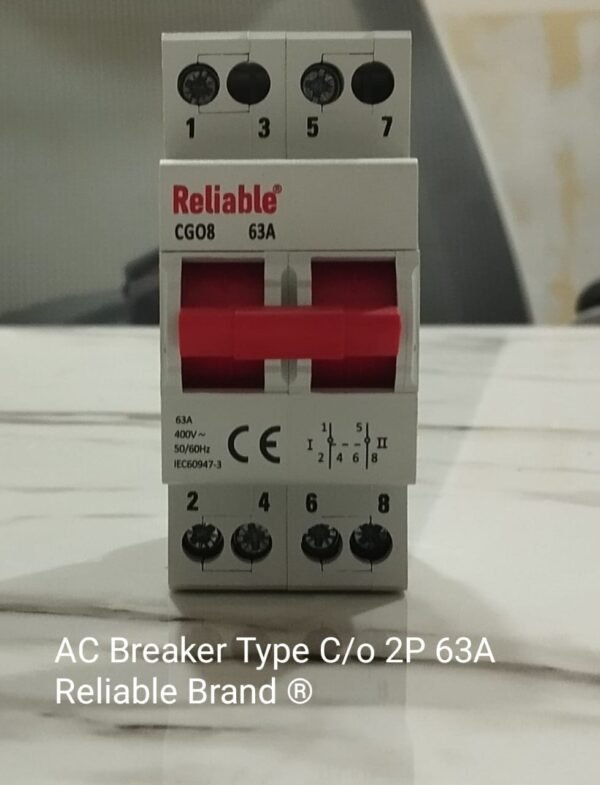 2P 63A Reliable MTS Dual Power Manual Transfer switch, 2P 63A AC Chnage Over Breaker Type, Isolating Switch, By Reliable Electric - Image 4