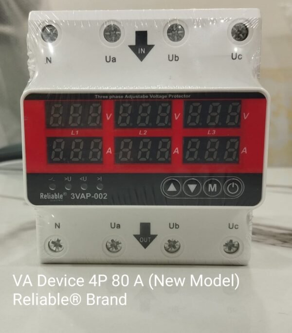 3 Phase 80A, VA Control Device, Reliable Din rail, adjustable Over Under Voltage, current limit protection, Relay, VA Protector 4P By Reliable Electric - Image 4