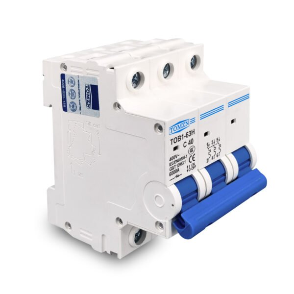 3P, 32A, 63A, Tomzn AC Breaker MCB TOB1-63, C type 230/400V~ 50HZ/60HZ Miniature Circuit Breaker By Reliable Electric - Image 2