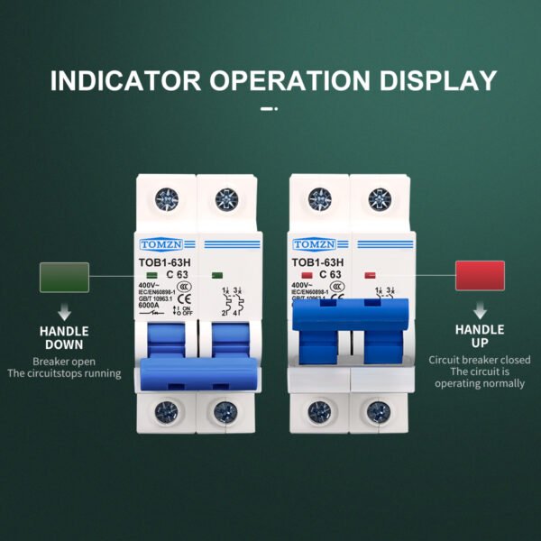 2P, 20A, 25A, 32A, 63A, Tomzn AC Breaker MCB TOB1-63, C type 230/400V~ 50HZ/60HZ Miniature Circuit Breaker By Reliable Electric - Image 3
