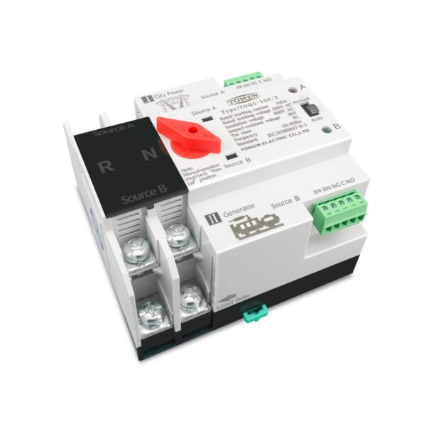 2P 125A, Din Rail ATS of TOMZN, L-N 220V 110V, Dual Power Automatic Transfer, Electrical Selector Switches Uninterrupted 63A, 100A, 125A, By Reliable Electric - Image 3