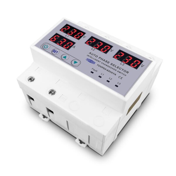 63A TOMZN 3 Phase 3P+N Din Rail Auto Phase Selector adjustable Over and Under Voltage current protection Monitor Relays Protector adjustable Over Under Voltage, current limit protection, Relay, By Reliable Electric - Image 3
