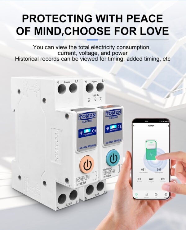 TOMZN TOB9e-63M Ewelink 110V 220V, WIFI Smart Energy Meter Kwh Metering, Monitoring Circuit Breaker, Timer Relay Smart Home 63A, VA Control Device, Relay, VA Protector option, 2P By Reliable Electric - Image 3