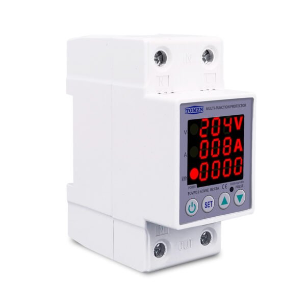 2P VA KWh 63A, VA KWh Control Device, TOMZN Din rail, kwh energy merter, adjustable Over Under Voltage, current limit protection, Relay, VA KWh Protector 2P By Reliable Electric - Image 2