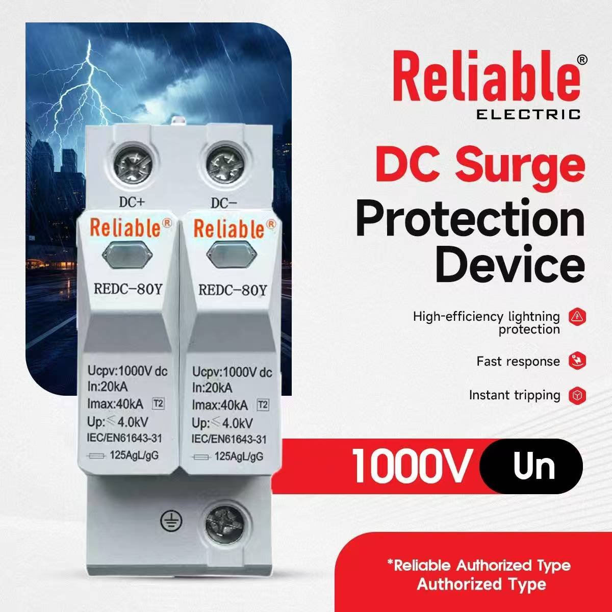 Reliable SPD DC 500V 600V 800V 1000V 20KA~40KA House Surge Protector Protective Low-voltage Arrester Device By Reliable Electric - Image 7