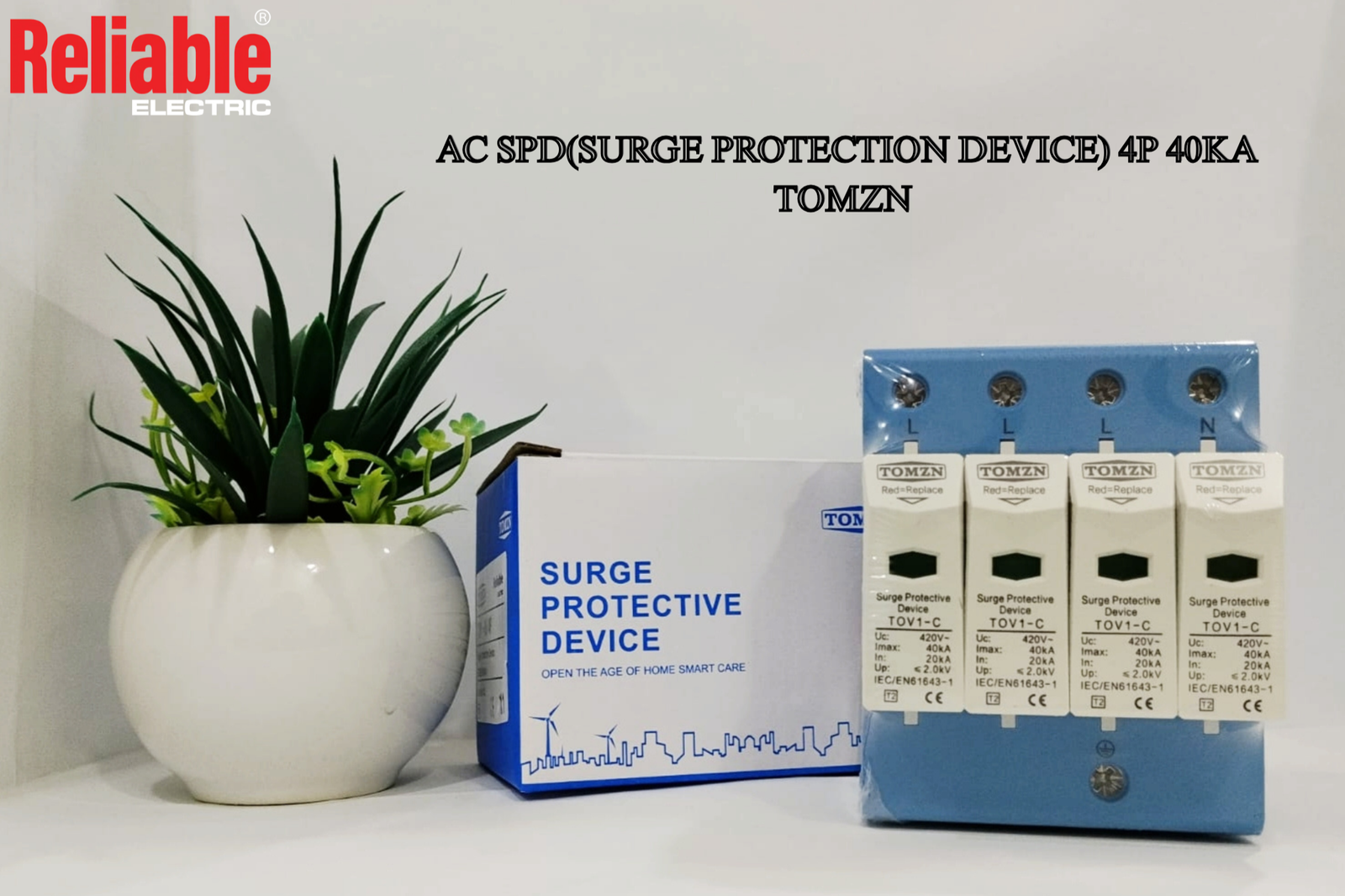 AC SPD 4P, 3P+N 10KA, 20KA, 40KA,60KA upto 440V, Tomzn, House Surge Protector, Protective Low-voltage Arrester Device By Reliable Electric