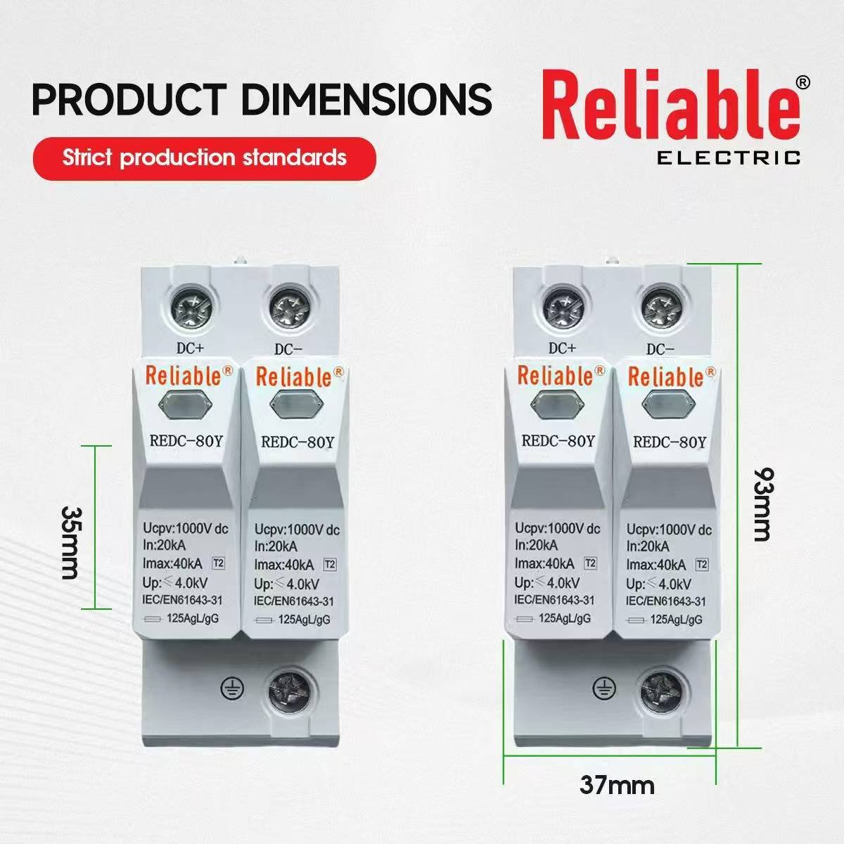 Reliable SPD DC 500V 600V 800V 1000V 20KA~40KA House Surge Protector Protective Low-voltage Arrester Device By Reliable Electric - Image 9