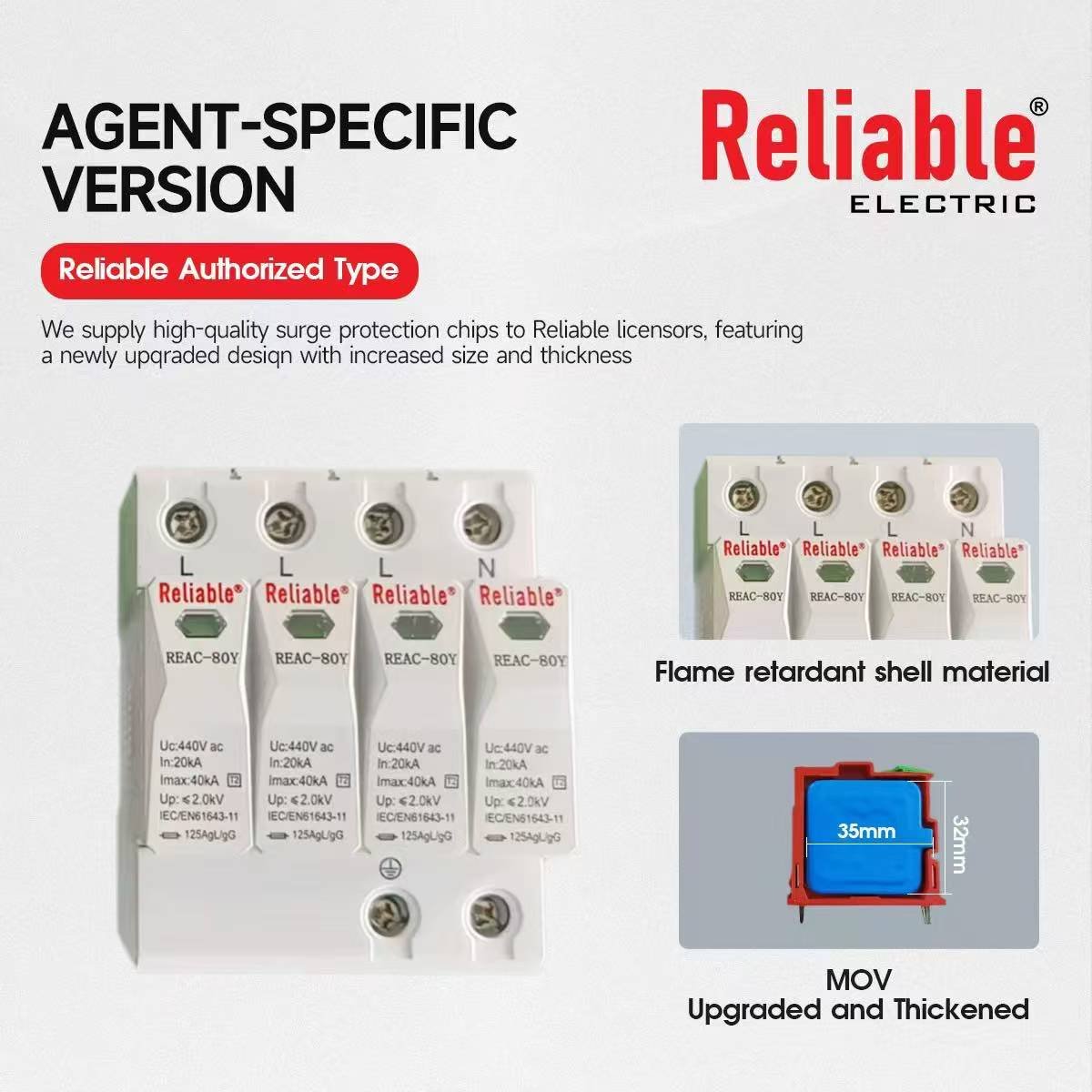 AC SPD 4P, 3P+N 10KA, 20KA, 40KA,60KA upto 440V, Reliable, House Surge Protector, Protective Low-voltage Arrester Device By Reliable Electric - Image 7