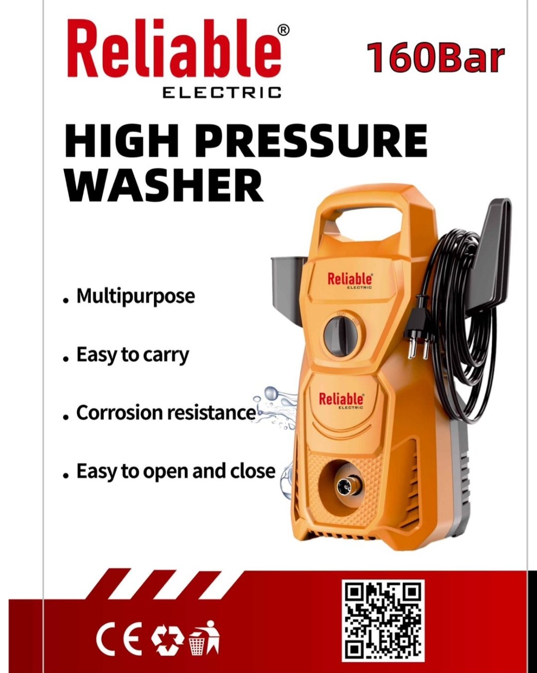 High Pressure Washer, Medium, 160Bar, Flower Foam Gun/ Spray Gun, For Cleaning of Solar Panels, Cars, Bikes, Plants and Multi Uses By Reliable Electric