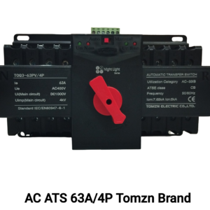 DC/AC 4P 63A ATS, Night Light Series, Breaker with Motor Type ATS of Tomzn, L-N 220V 110V/ 1000V DC, Dual Power Automatic Transfer, Electrical Selector Switches Uninterrupted 63A, By Reliable Electric