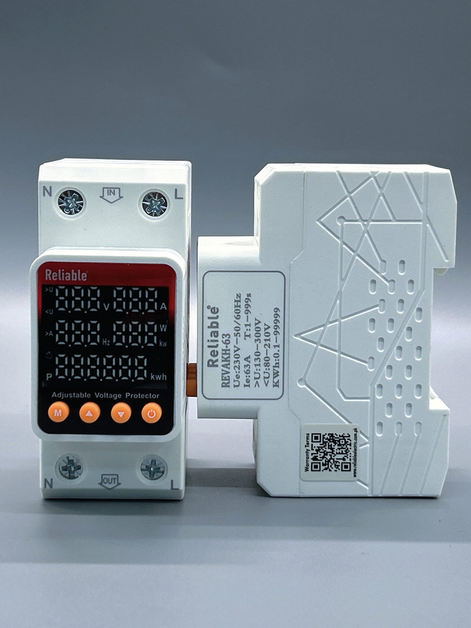 2P VA KWh, Watts, HZ 63A, VA KWh Control Device, Reliable Din rail, kwh energy merter, adjustable Over Under Voltage, current limit protection, Relay, VA KWh Protector 2P By Reliable Electric - Image 5